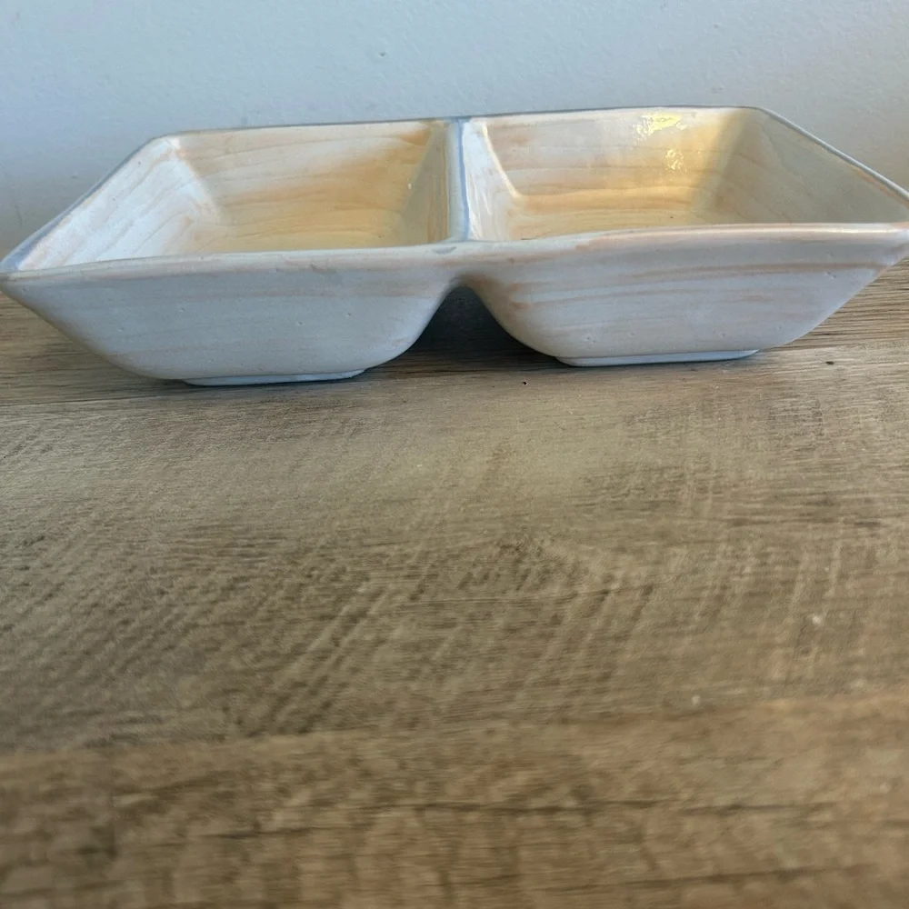 Louisville Stoneware Divided Dish - Cracker Barrel - Floral - KY, USA- Vtg‎